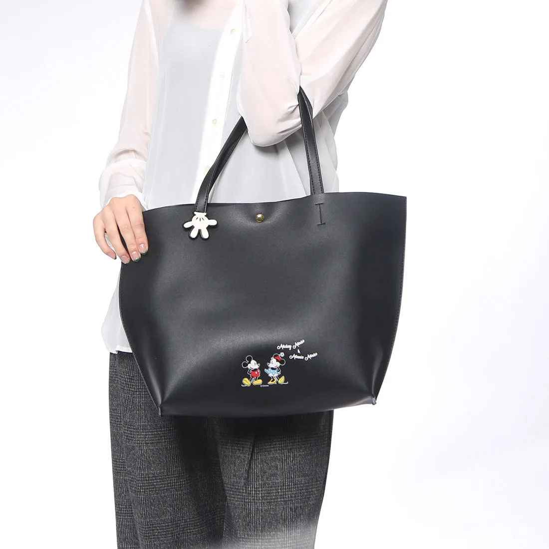 Mickey Mouse and Minnie Mouse Black Tote Bag