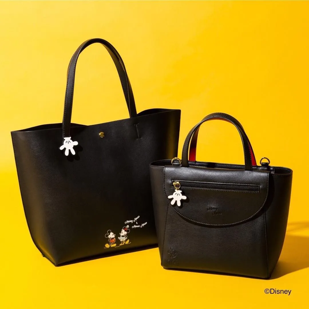 Mickey Mouse and Minnie Mouse Black Tote Bag