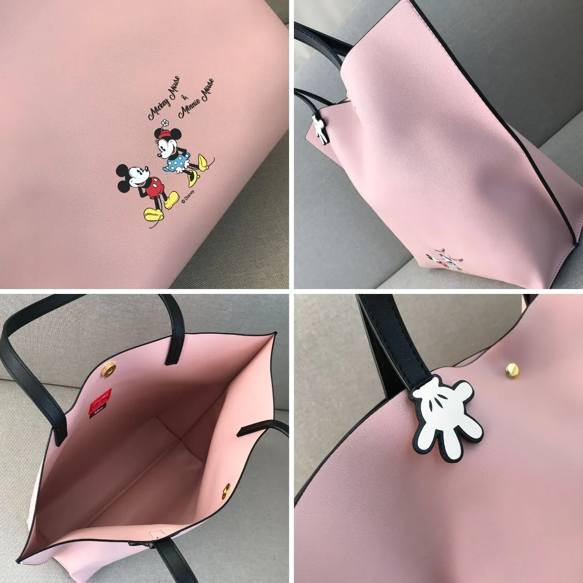 Mickey Mouse and Minnie Mouse Pink Tote Bag