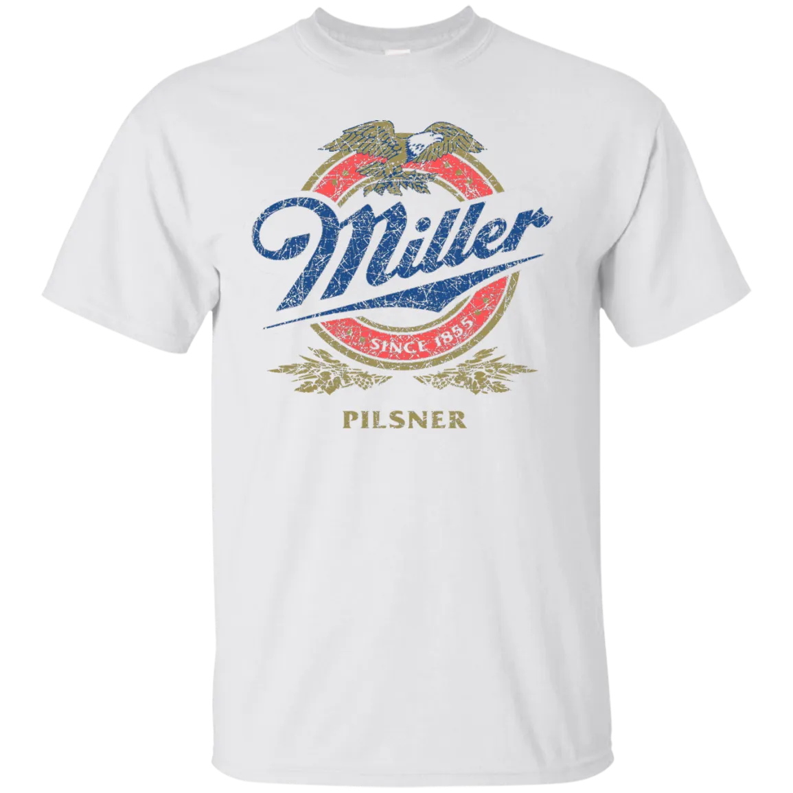 Miller Lite Beer T-Shirt Custom Designed Color Worn Label Pattern