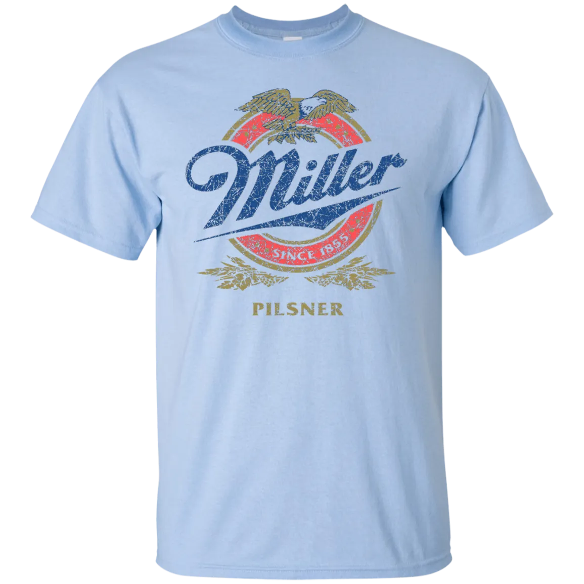 Miller Lite Beer T-Shirt Custom Designed Color Worn Label Pattern