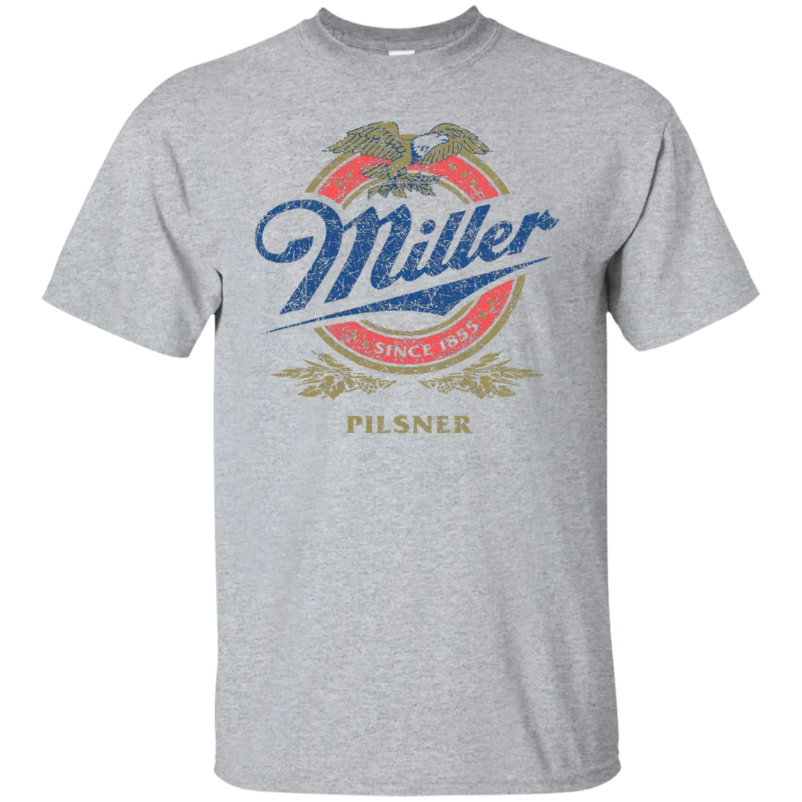 Miller Lite Beer T-Shirt Custom Designed Color Worn Label Pattern