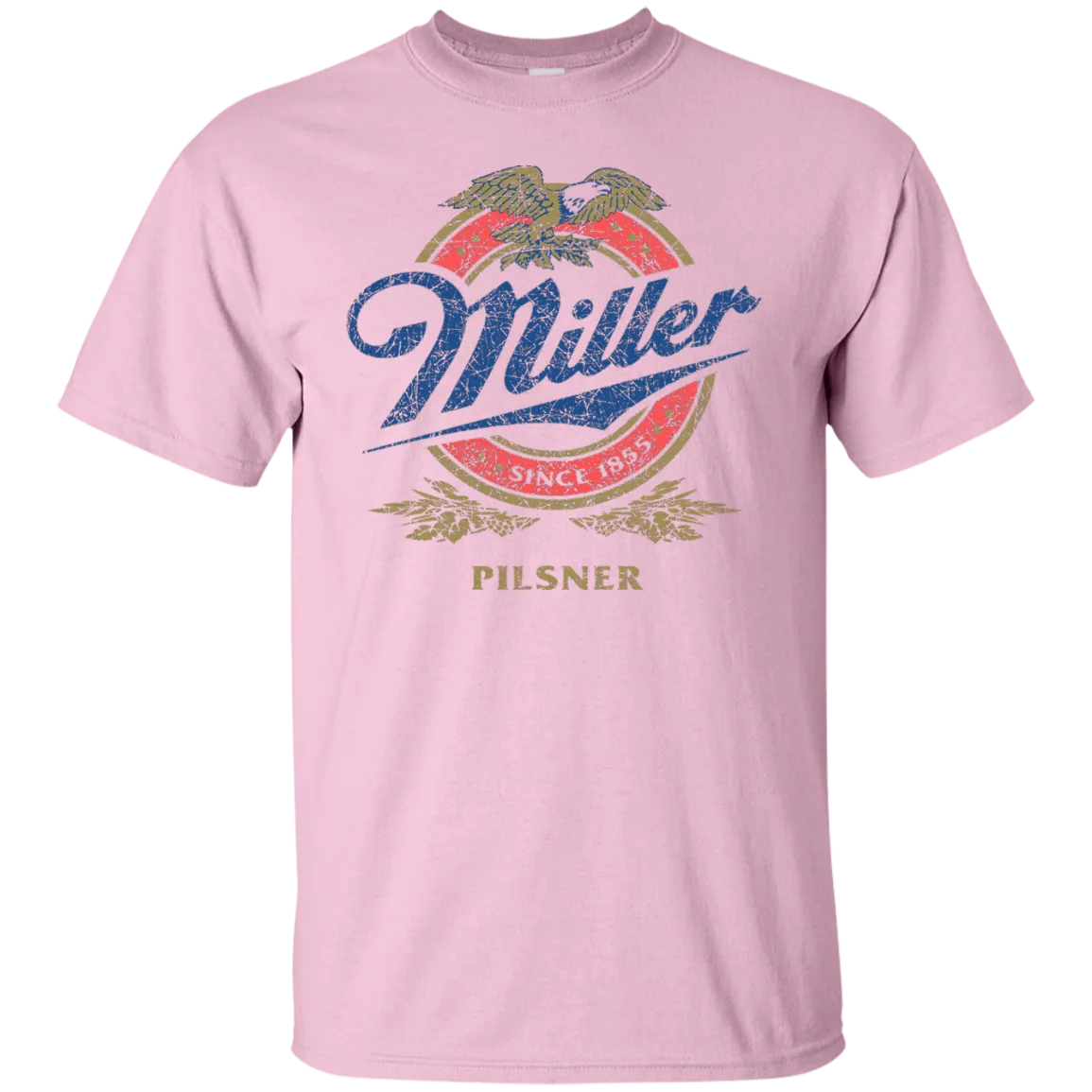 Miller Lite Beer T-Shirt Custom Designed Color Worn Label Pattern