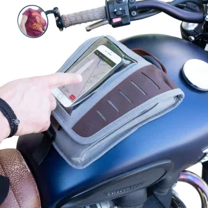 Mini Tank Bag With Phone Window, Magnetic Mounting System, Multiple Compartments And Leather Finish