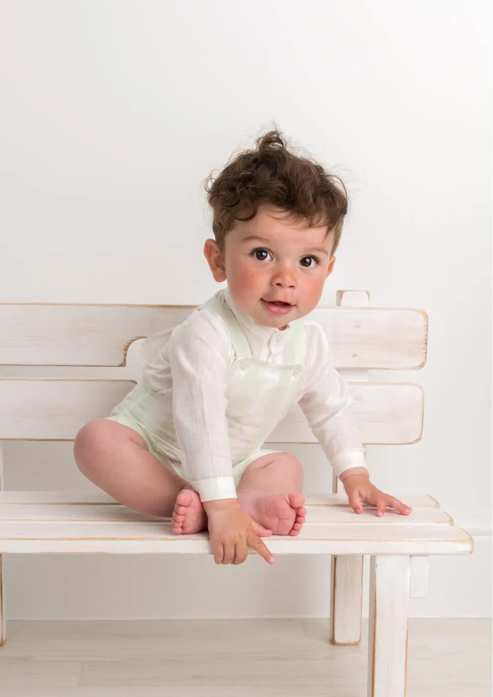 Mint Candy Stripe Dungaree Set