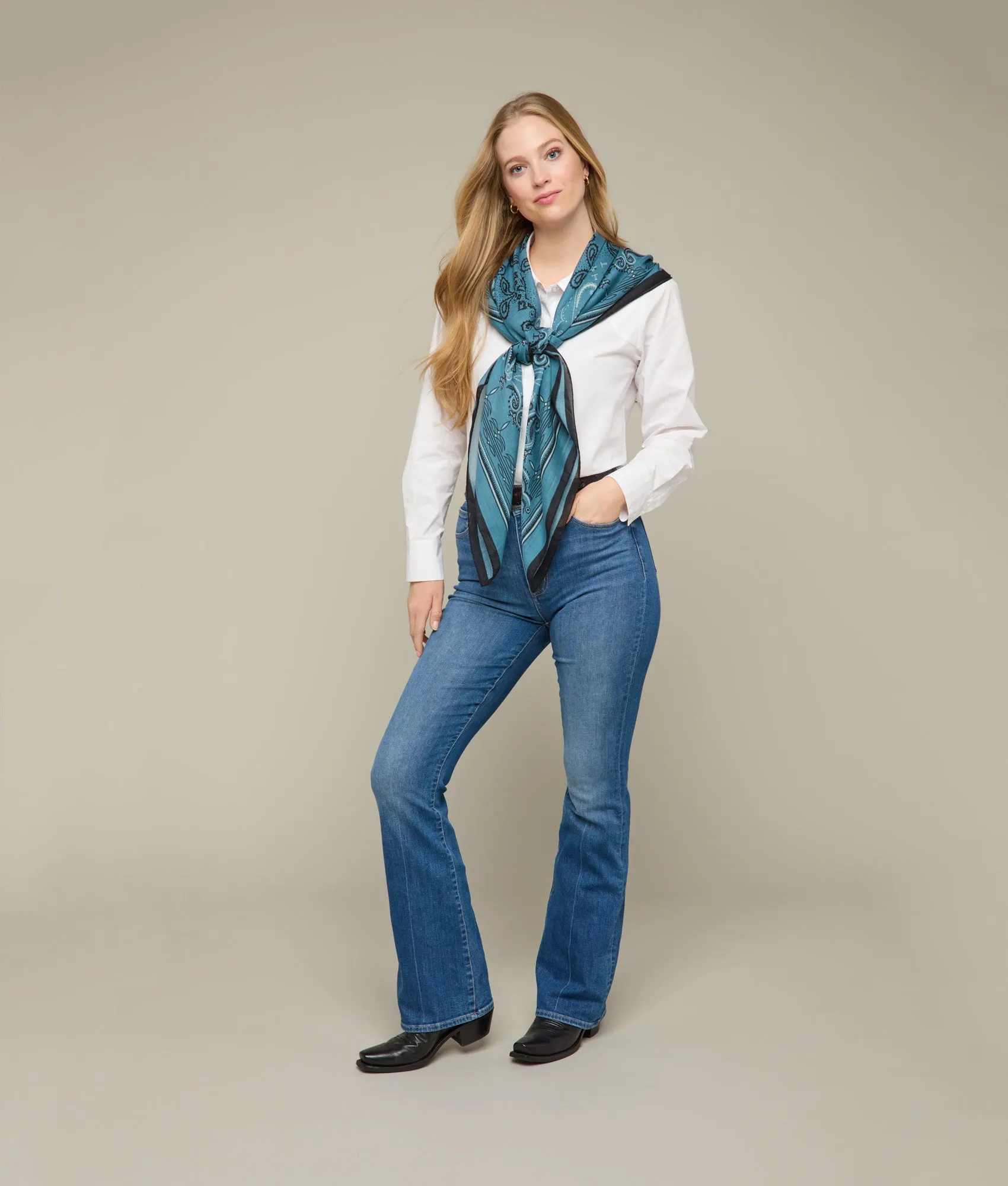 Mirrored L Silk Wool Scarf :: Blue