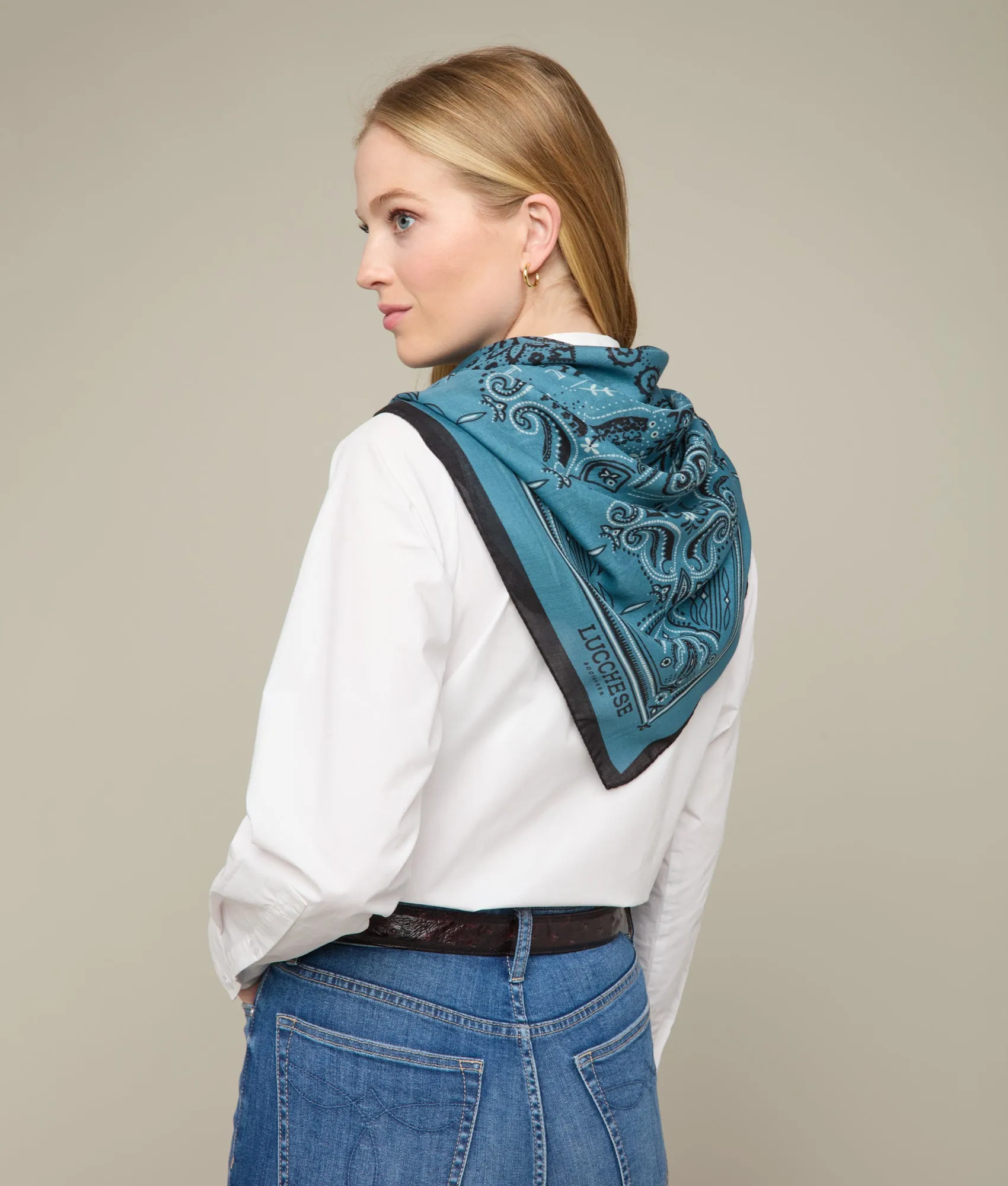 Mirrored L Silk Wool Scarf :: Blue
