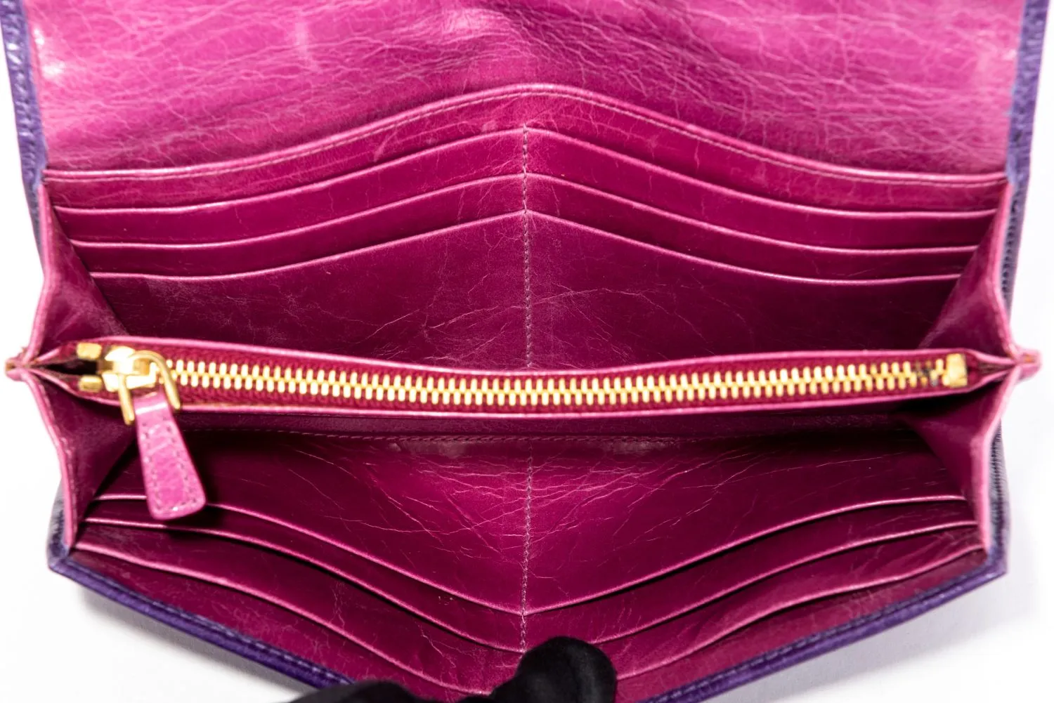 MIU MIU Purple Leather Long Wallet, with Card