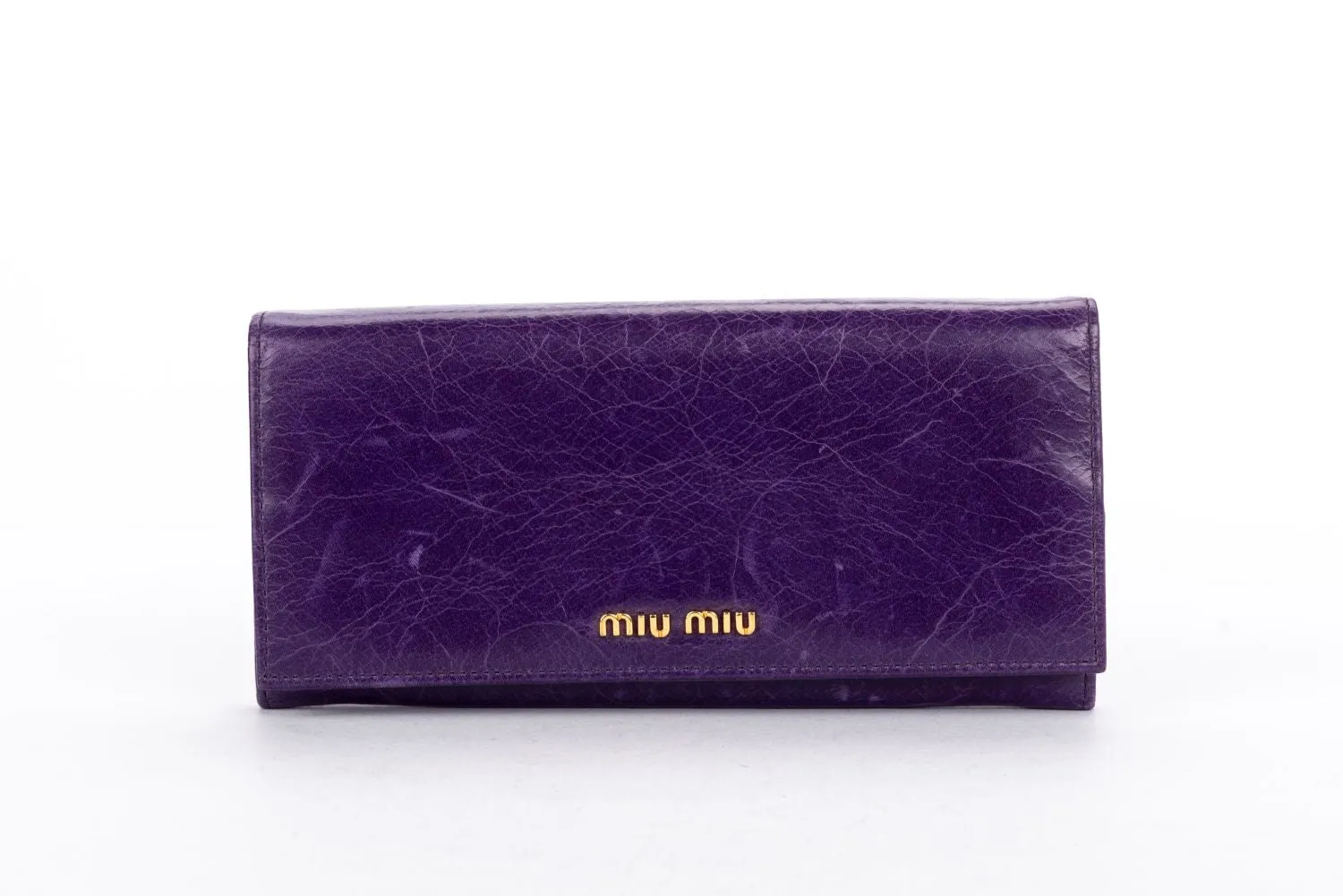 MIU MIU Purple Leather Long Wallet, with Card