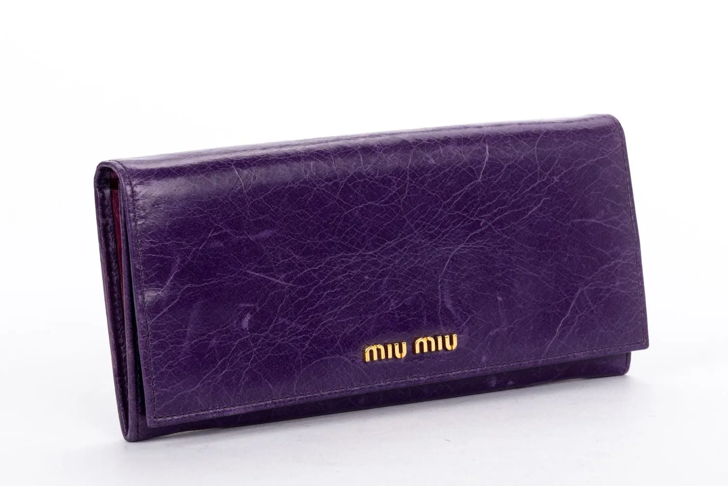 MIU MIU Purple Leather Long Wallet, with Card