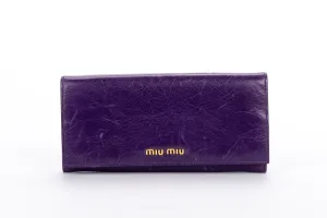 MIU MIU Purple Leather Long Wallet, with Card
