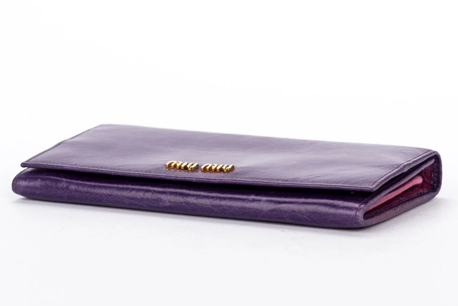 MIU MIU Purple Leather Long Wallet, with Card