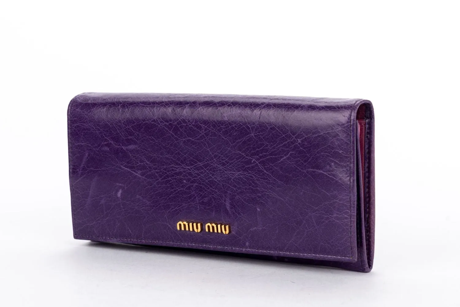 MIU MIU Purple Leather Long Wallet, with Card