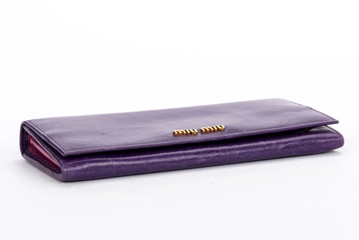 MIU MIU Purple Leather Long Wallet, with Card