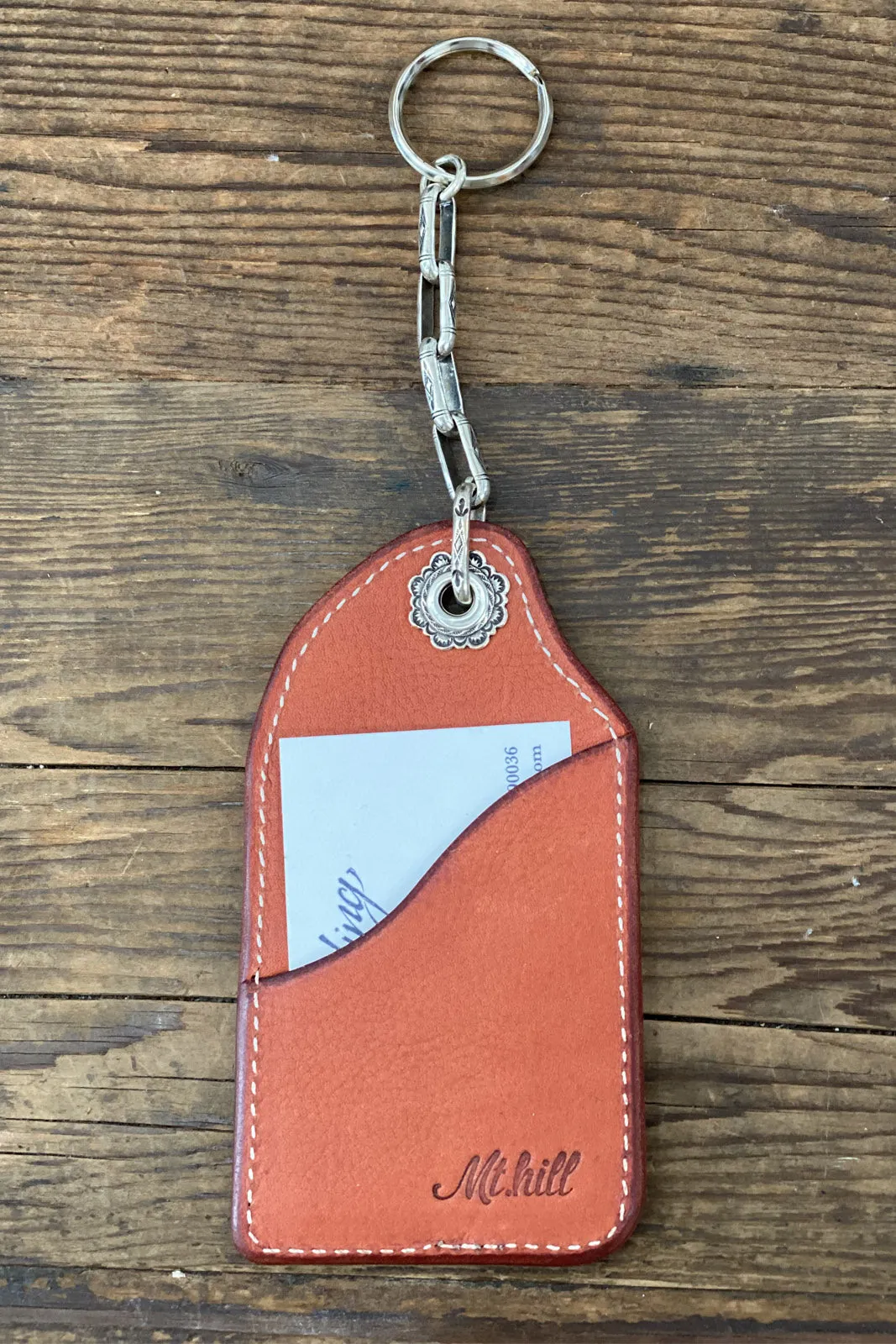 Mt. Hill Leather Keychain in Orange