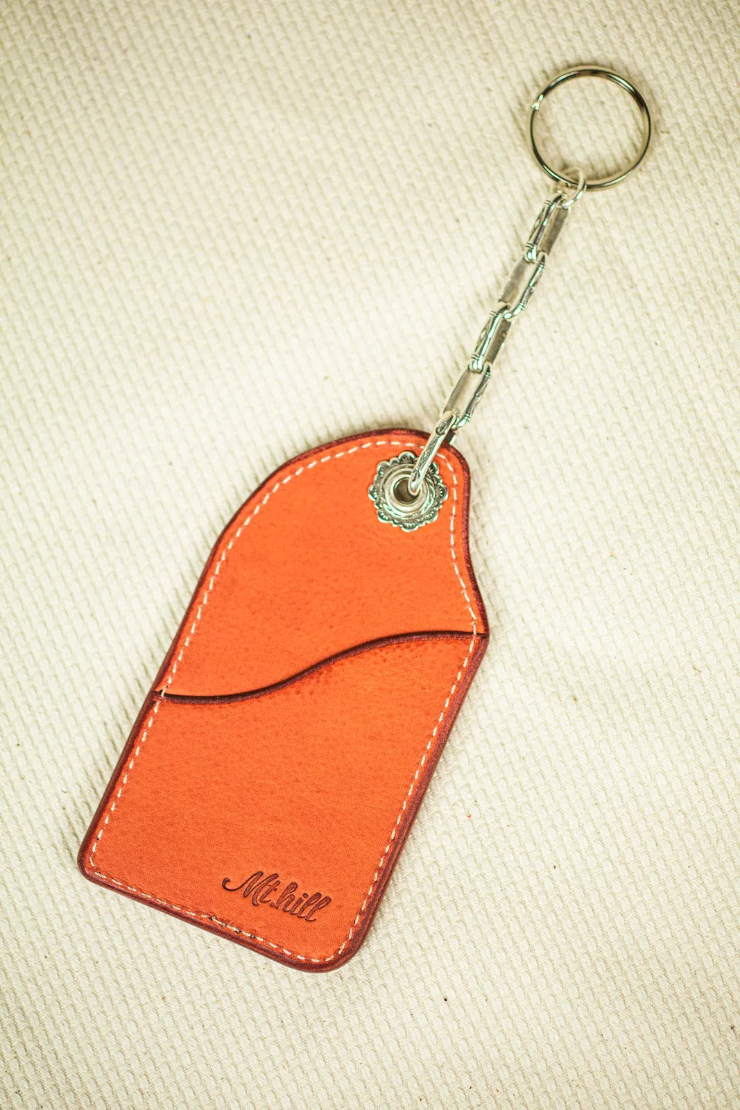 Mt. Hill Leather Keychain in Orange