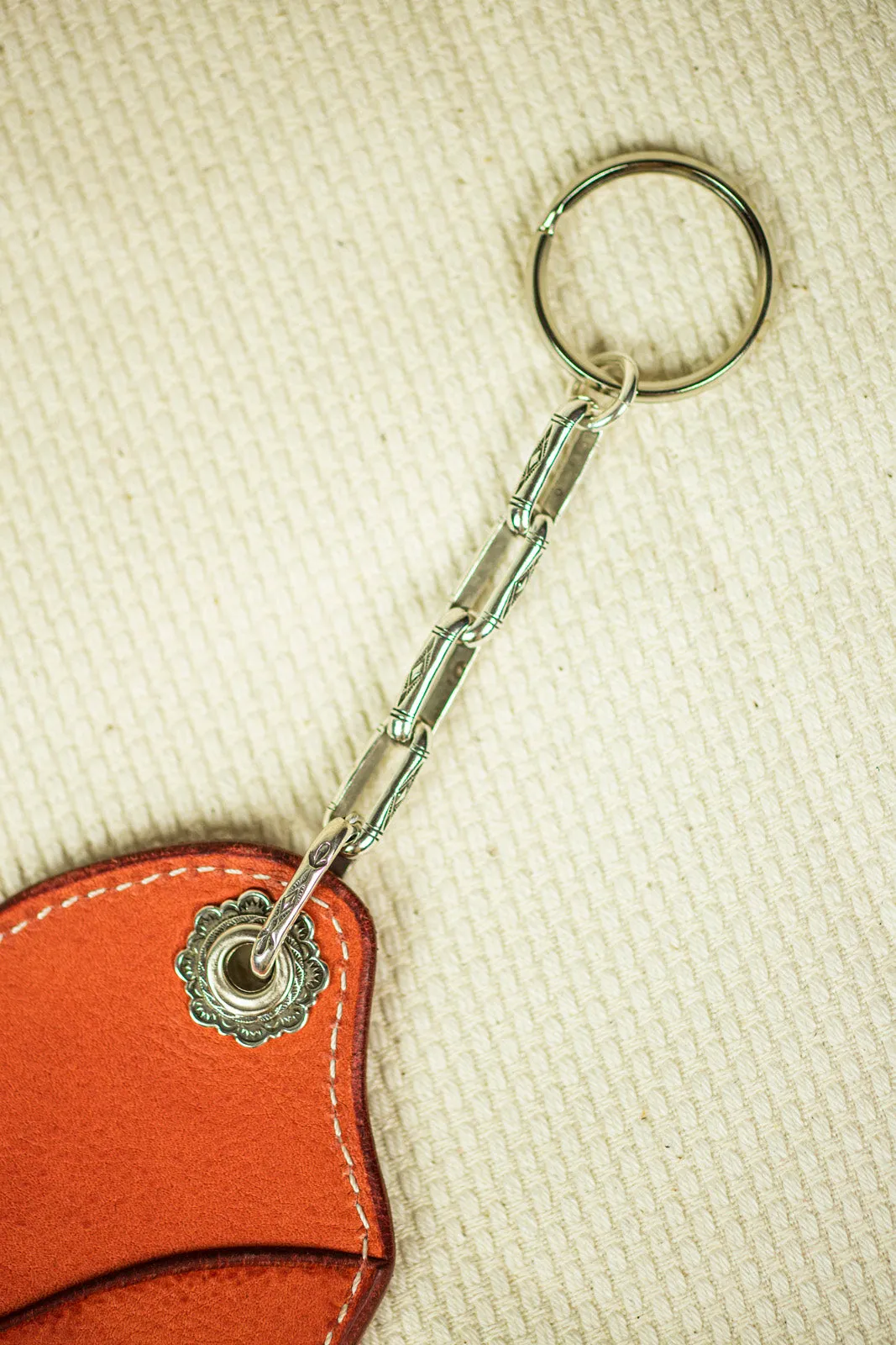 Mt. Hill Leather Keychain in Orange