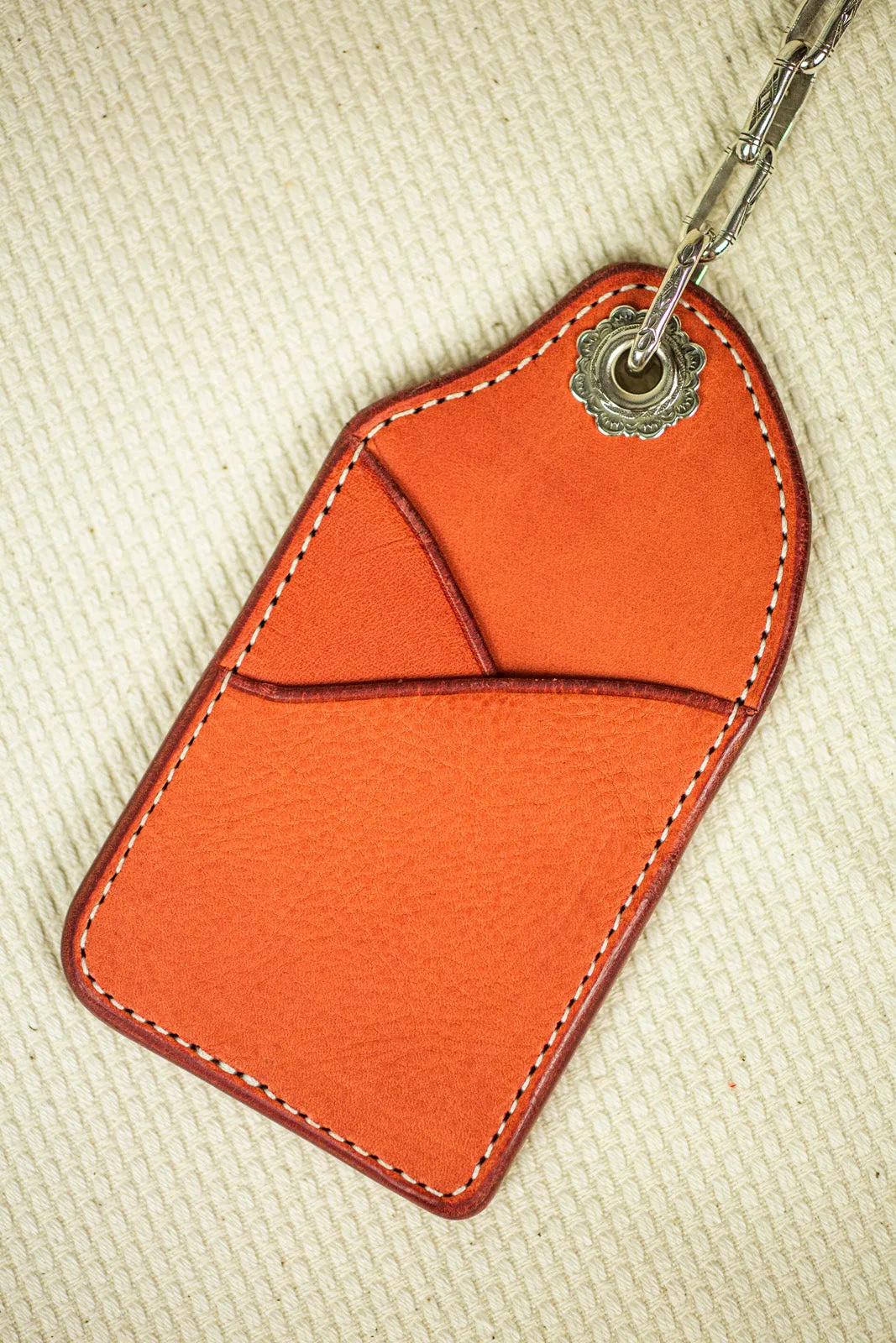 Mt. Hill Leather Keychain in Orange
