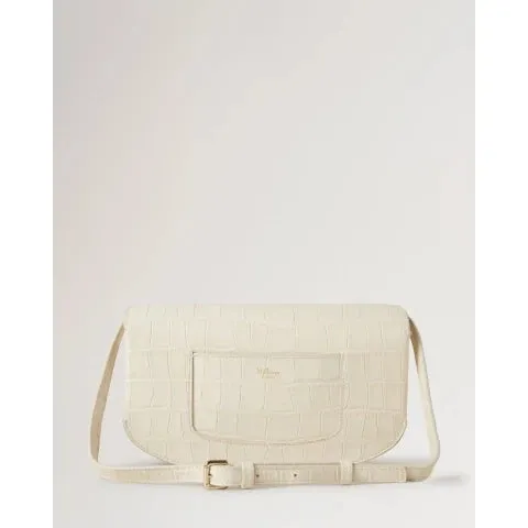 Mulberry East West Pimlico Handbag in Eggshell Shiny Croc