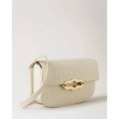 Mulberry East West Pimlico Handbag in Eggshell Shiny Croc