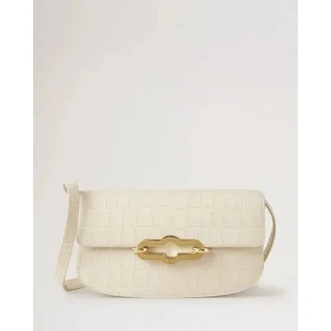 Mulberry East West Pimlico Handbag in Eggshell Shiny Croc