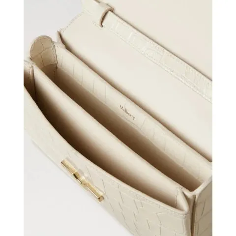 Mulberry East West Pimlico Handbag in Eggshell Shiny Croc