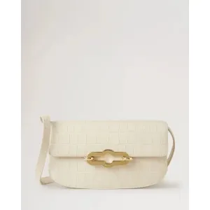Mulberry East West Pimlico Handbag in Eggshell Shiny Croc