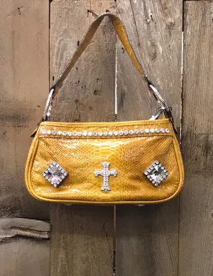Mustard With Three Swarovski Crystal Conchos