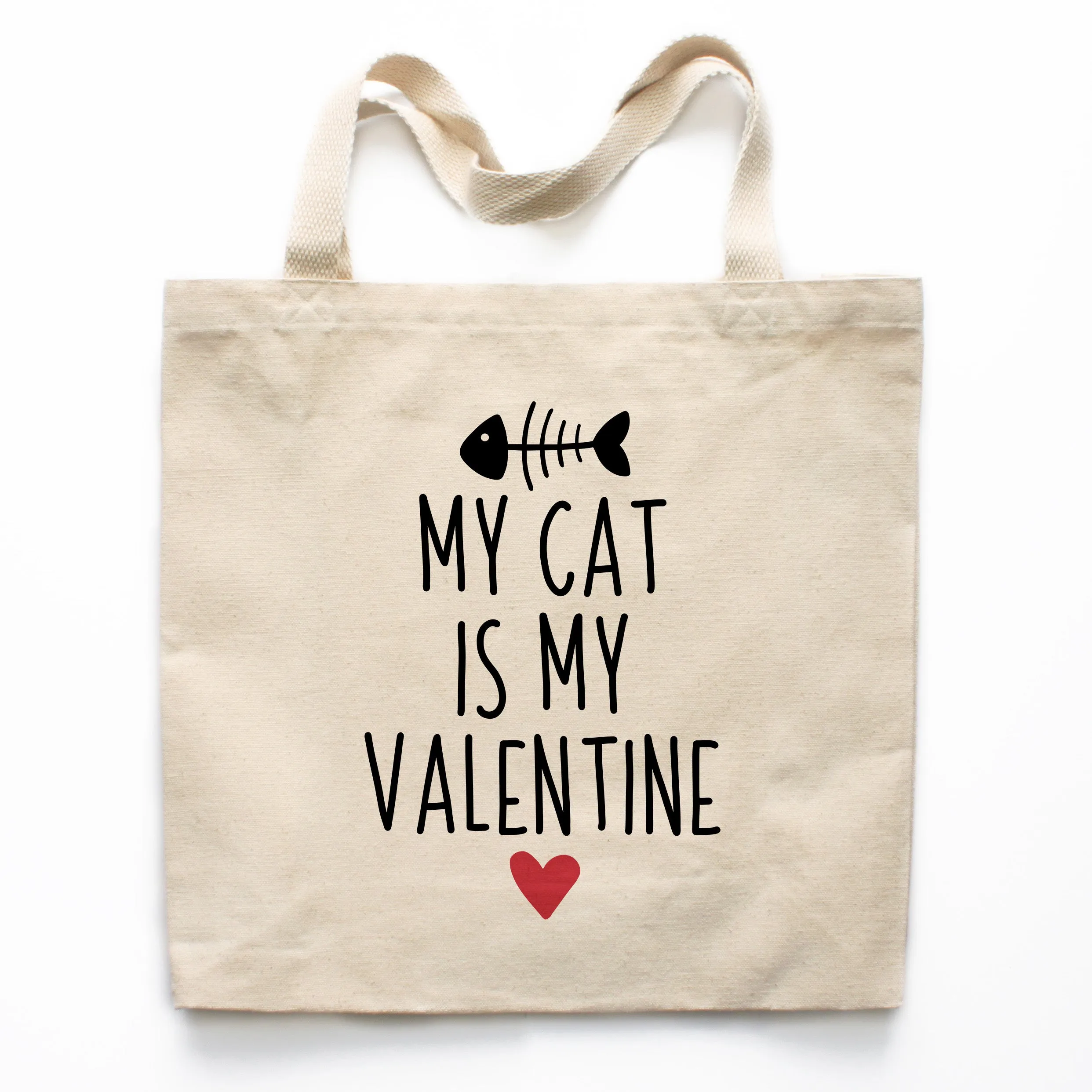 My Cat Is My Valentine Canvas Tote Bag