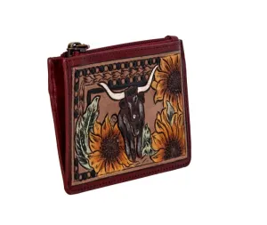 Myra Bag Where Longhorns Graze Hand-tooled Card Holder