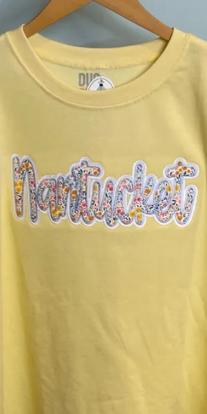 Nantucket Floral Applique Sweatshirt in Butter