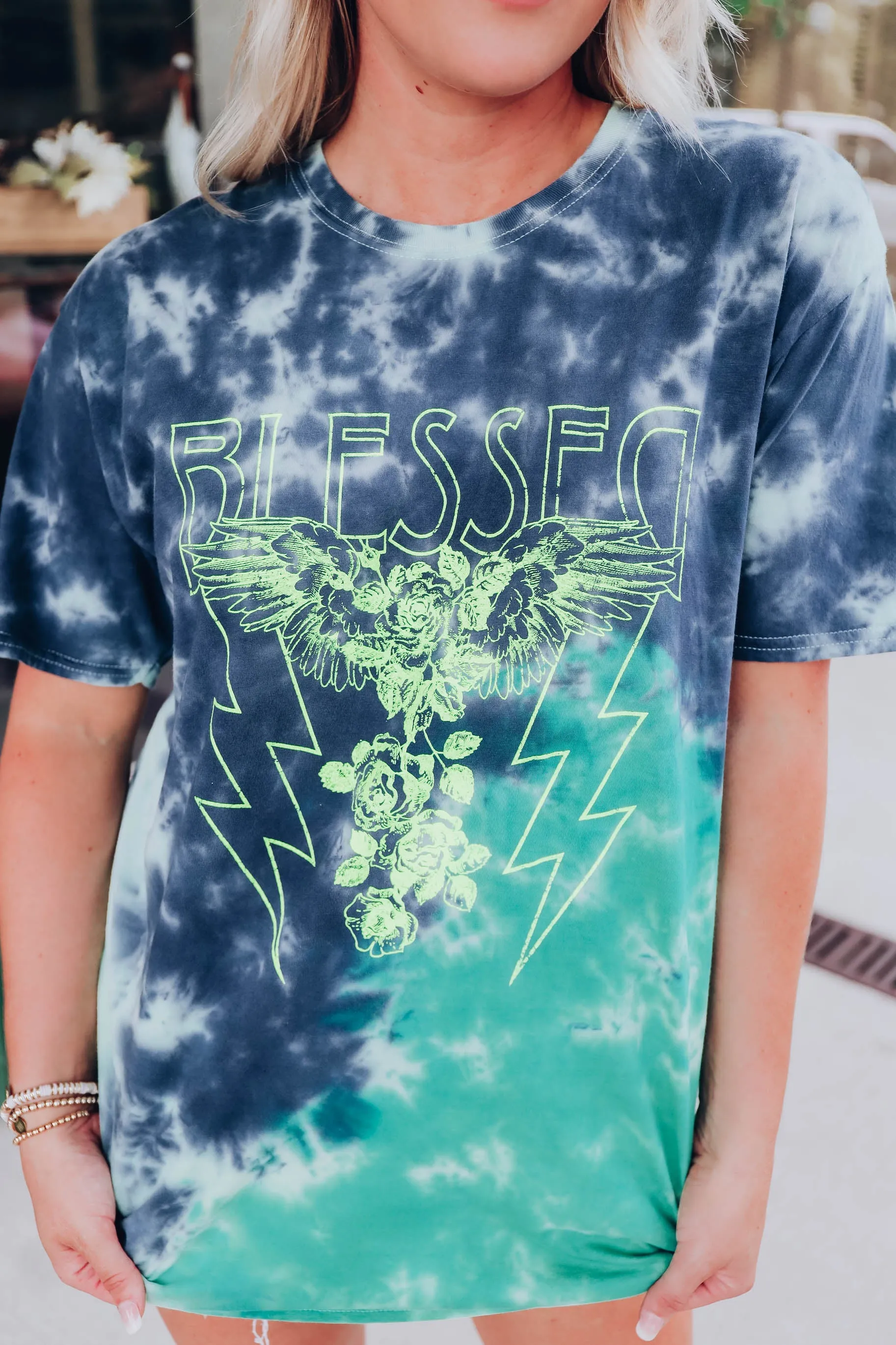 Neon "Blessed" Graphic Tee