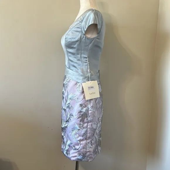New LT LanTing Silver &amp; Pink Mesh Dress 6/8 Formal Bridal Easter NWT