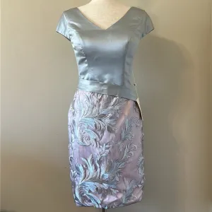 New LT LanTing Silver &amp; Pink Mesh Dress 6/8 Formal Bridal Easter NWT