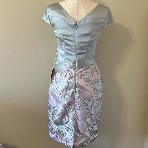 New LT LanTing Silver &amp; Pink Mesh Dress 6/8 Formal Bridal Easter NWT