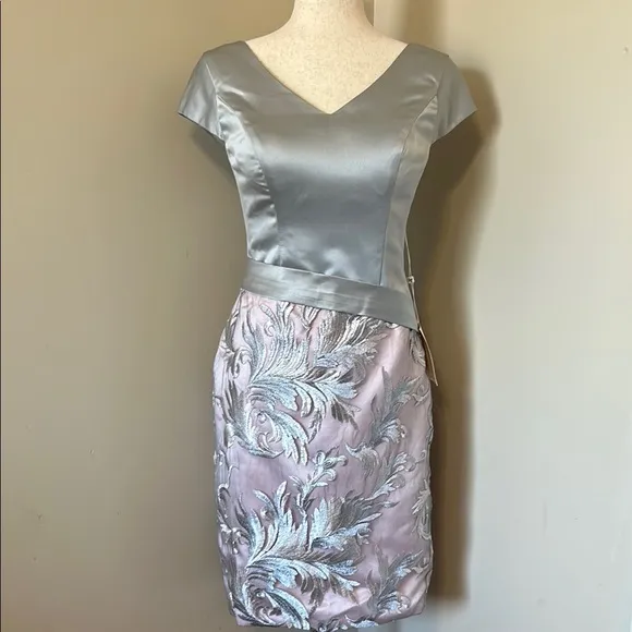New LT LanTing Silver &amp; Pink Mesh Dress 6/8 Formal Bridal Easter NWT