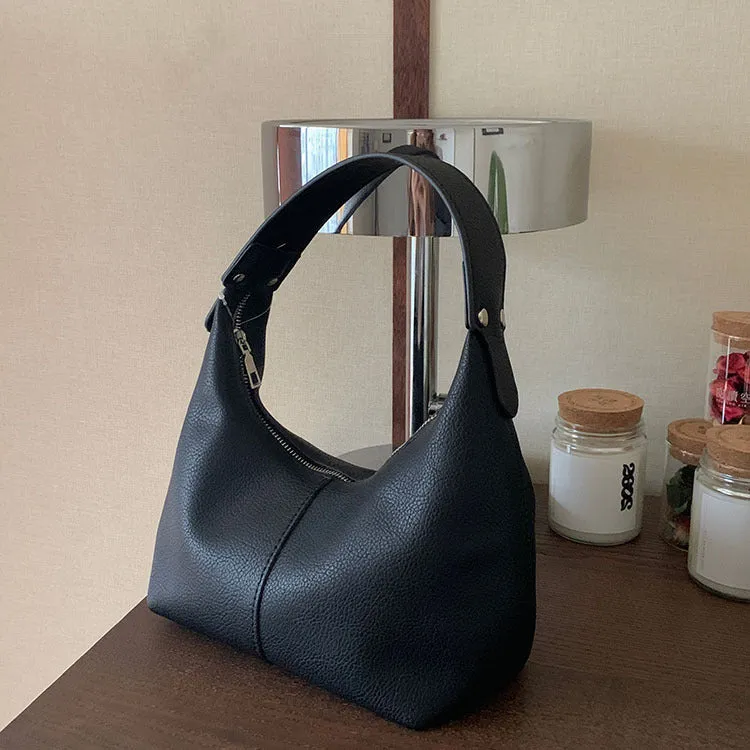 New Women's Versatile Handbag Contrast Color, Minimalist PU Soft Leather Dumpling Shoulder Bag C-240529-11