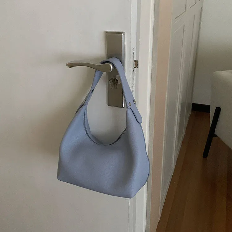 New Women's Versatile Handbag Contrast Color, Minimalist PU Soft Leather Dumpling Shoulder Bag C-240529-11