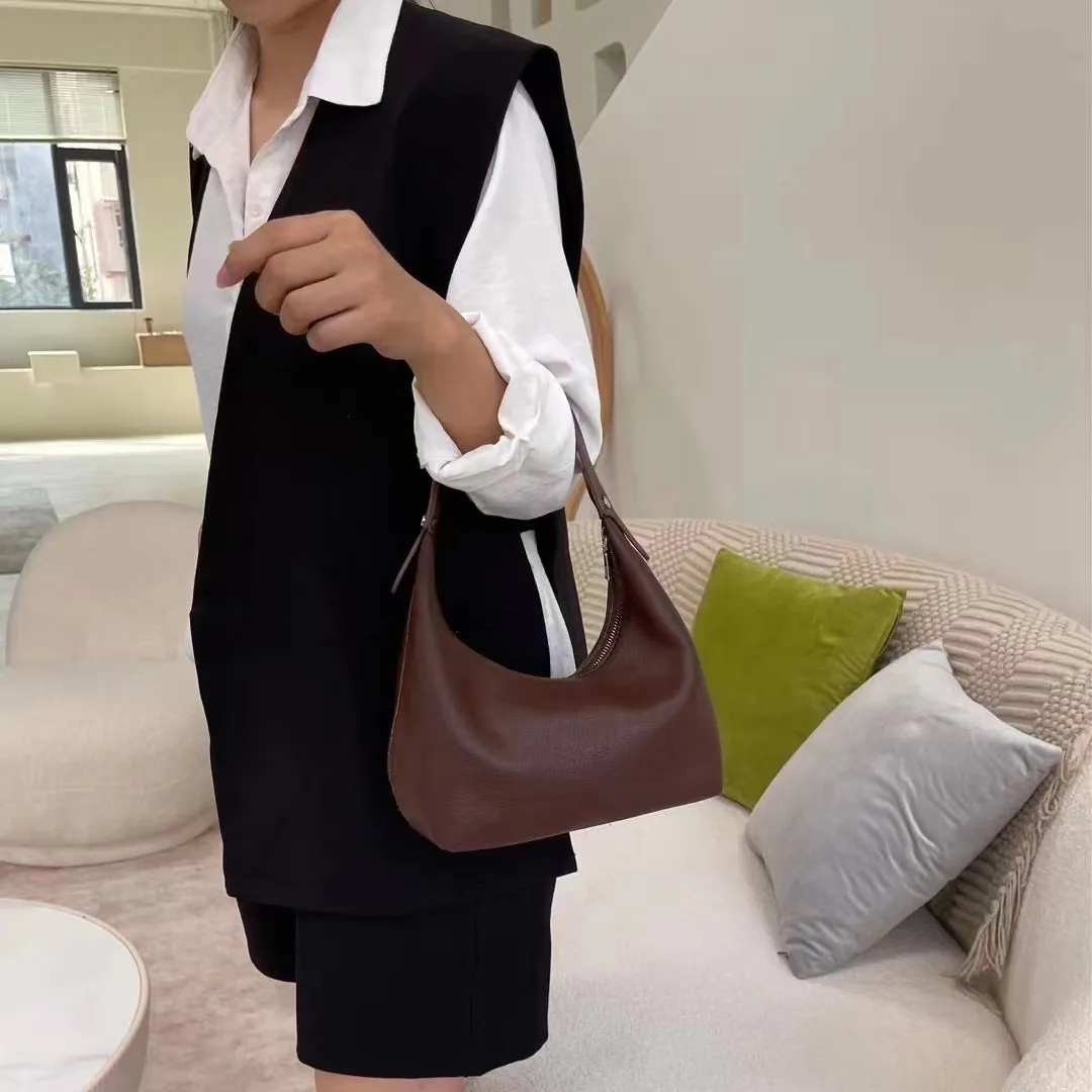 New Women's Versatile Handbag Contrast Color, Minimalist PU Soft Leather Dumpling Shoulder Bag C-240529-11