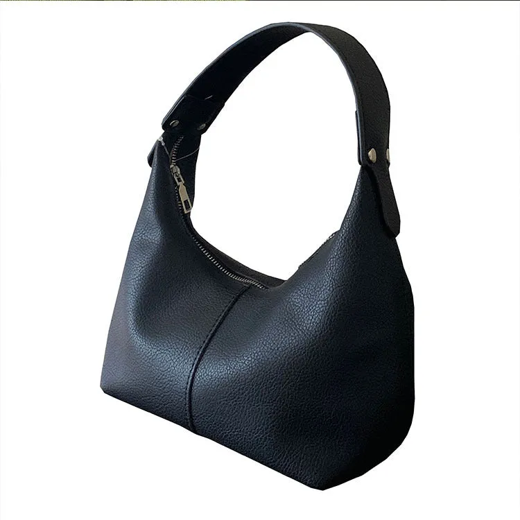 New Women's Versatile Handbag Contrast Color, Minimalist PU Soft Leather Dumpling Shoulder Bag C-240529-11