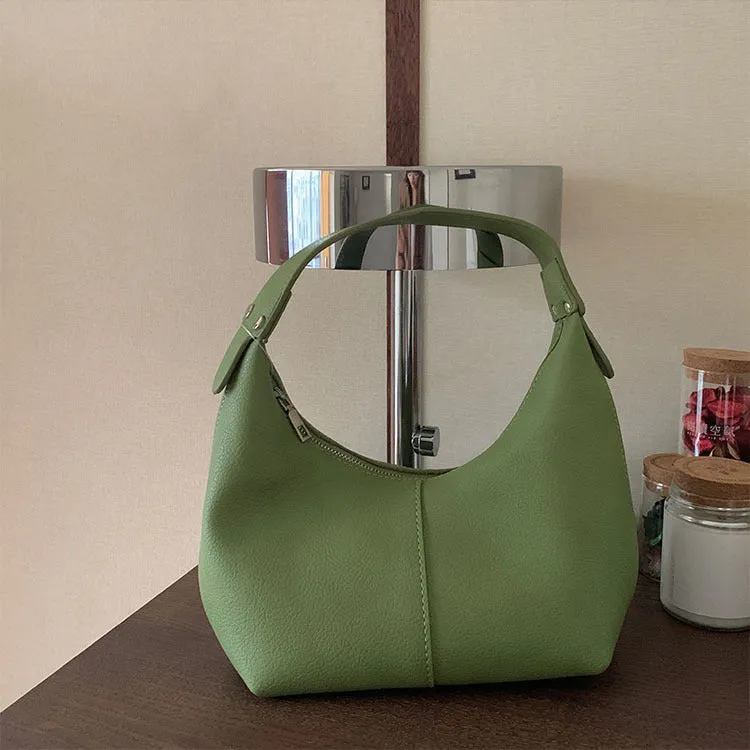 New Women's Versatile Handbag Contrast Color, Minimalist PU Soft Leather Dumpling Shoulder Bag C-240529-11