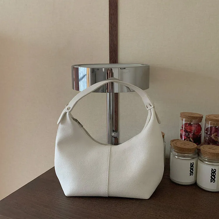New Women's Versatile Handbag Contrast Color, Minimalist PU Soft Leather Dumpling Shoulder Bag C-240529-11