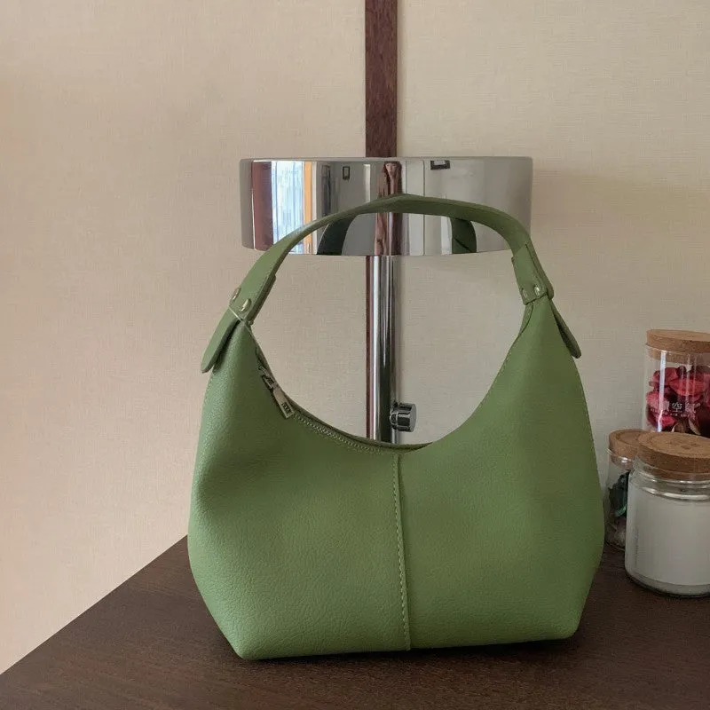 New Women's Versatile Handbag Contrast Color, Minimalist PU Soft Leather Dumpling Shoulder Bag C-240529-11