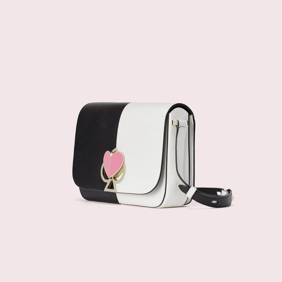 Nicola Bicolor Twistlock Medium Black and Optic White Shoulder Bag
