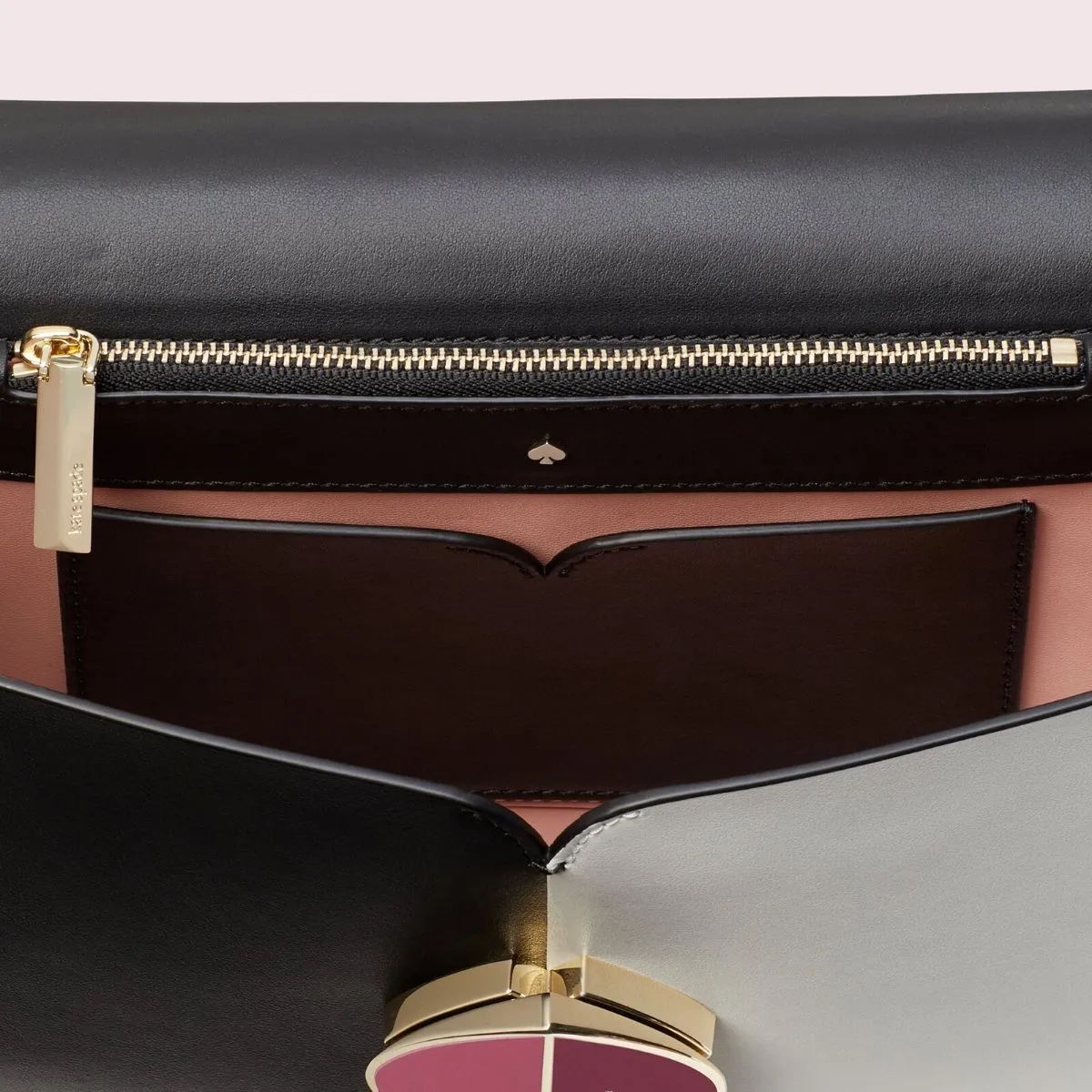 Nicola Bicolor Twistlock Medium Black and Optic White Shoulder Bag