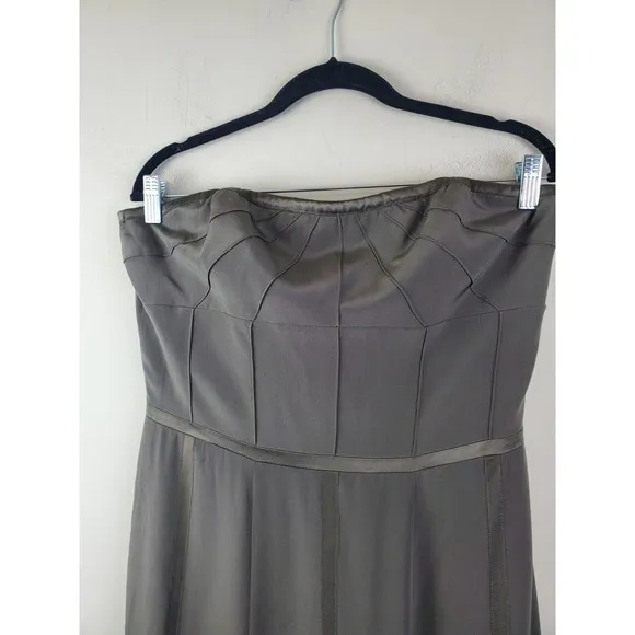 NICOLE MILLER Collection 10 Medium 100% Silk Maxi Gown Dress Formal Long Olive