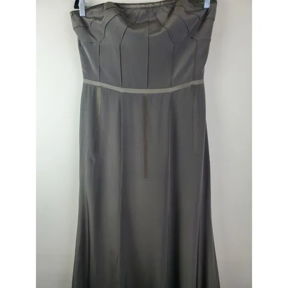 NICOLE MILLER Collection 10 Medium 100% Silk Maxi Gown Dress Formal Long Olive