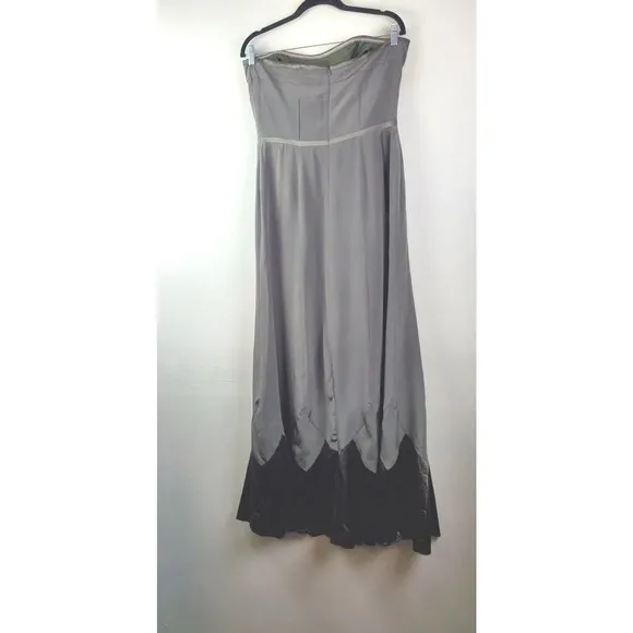 NICOLE MILLER Collection 10 Medium 100% Silk Maxi Gown Dress Formal Long Olive