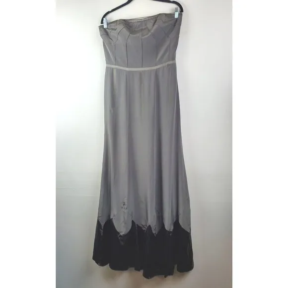 NICOLE MILLER Collection 10 Medium 100% Silk Maxi Gown Dress Formal Long Olive