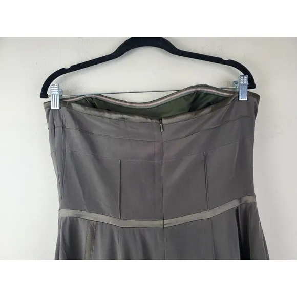 NICOLE MILLER Collection 10 Medium 100% Silk Maxi Gown Dress Formal Long Olive